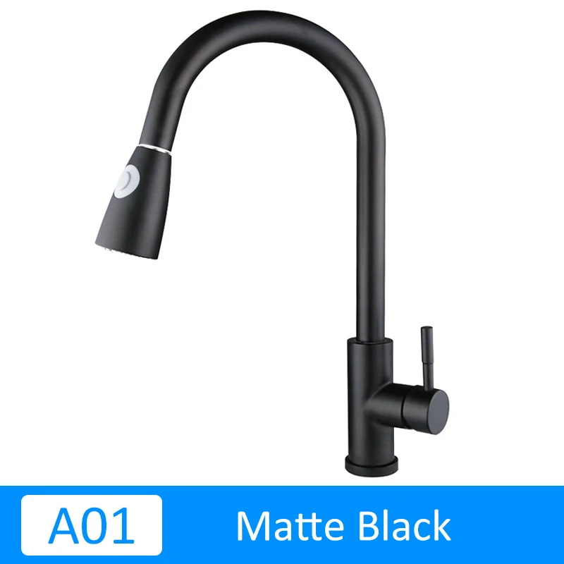 A1-Matte Black Quyanre RU отгрузки хром Никель вытащить Кухня кран с 2-way опрыскиватель 360 Вращение одной ручкой, смеситель для раковины кран - Цвет: A1-Matte Black