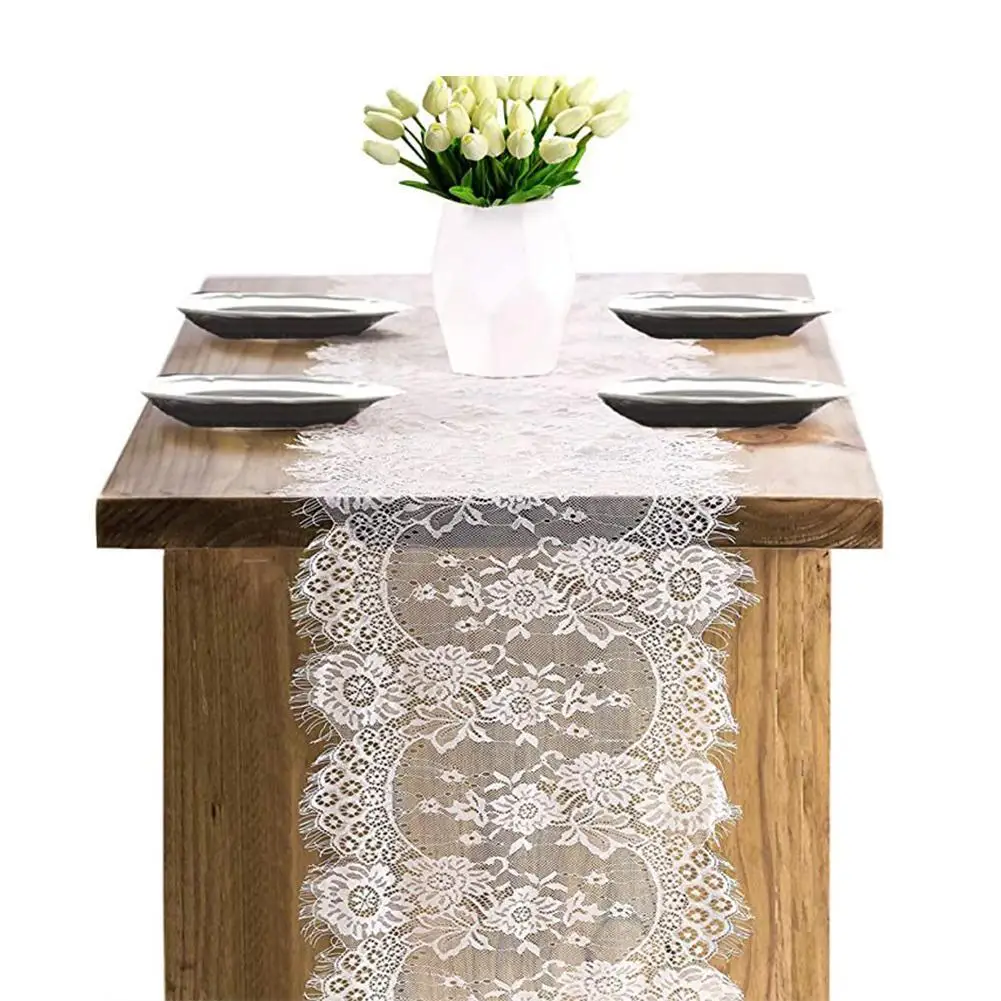 

Lace Table Runner Hollow Lace Table Runner Tassels Beige Wedding Decoration Tablecloth Nordic Romance Table Runner 36 *300cm