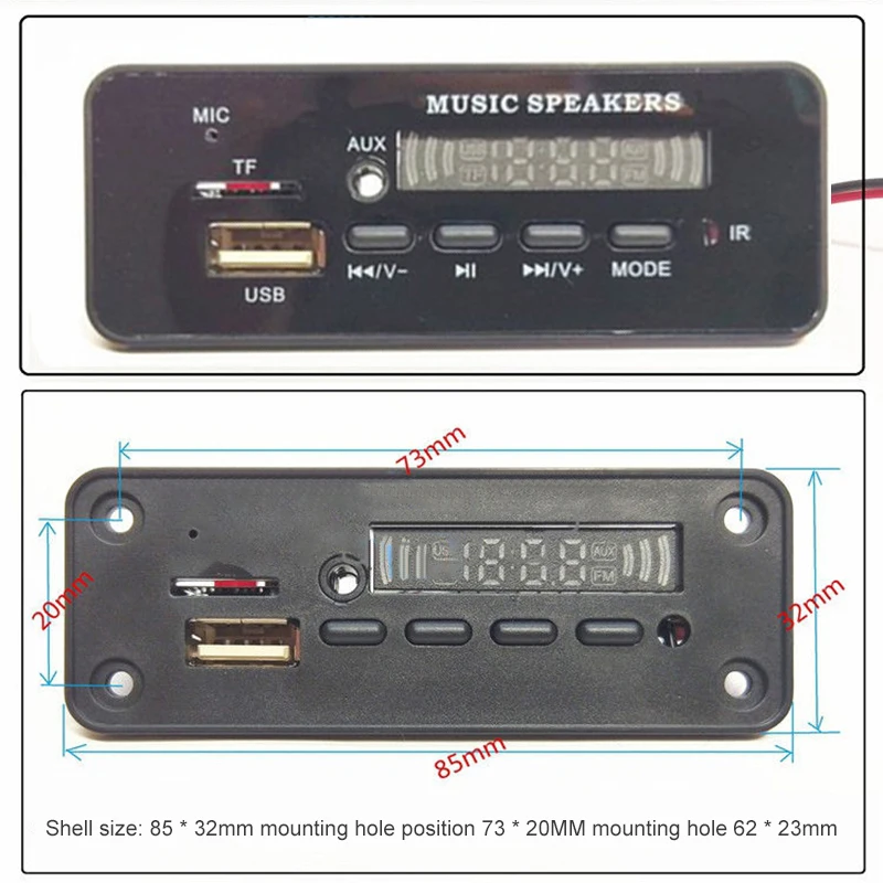 DC 12V Bluetooth 5 0 автомобильный комплект MP3 декодер плата аудио модуль USB TF FM радио AUX
