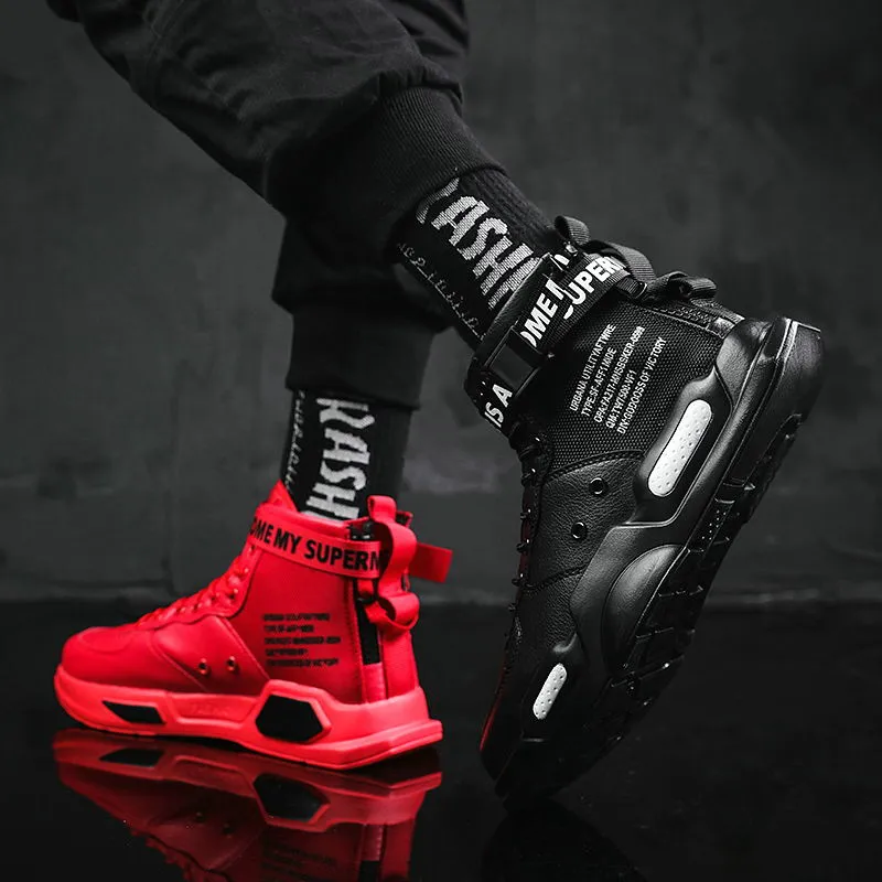 

Men's high-top fashion leather sneakers trend hot selling comfortable women casual shoes outdoor non-slip breathable men's shoes