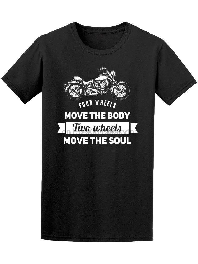 Новая модная футболка с графическим буквенным принтом два колеса Move The Soul Мужская