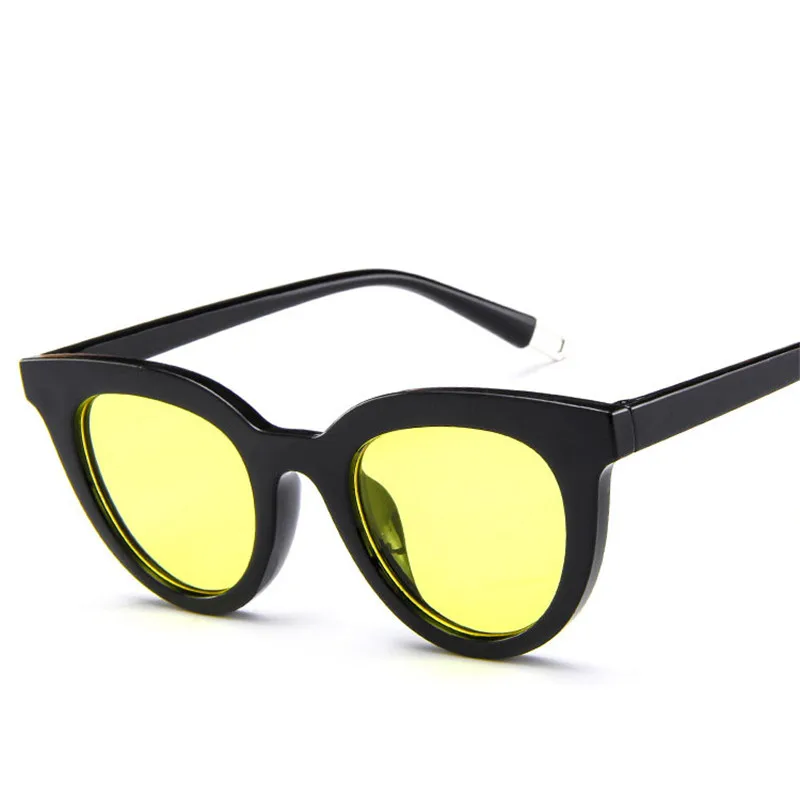 Black Yellow RBROVO, маленькая оправа, Cateye, солнцезащитные очки для женщин, роскошные, солнцезащитные очки, классика, Ретро стиль, пластик, для улицы, очки, UV400, Gafas De Sol Mujer - Цвет линз: Black Yellow