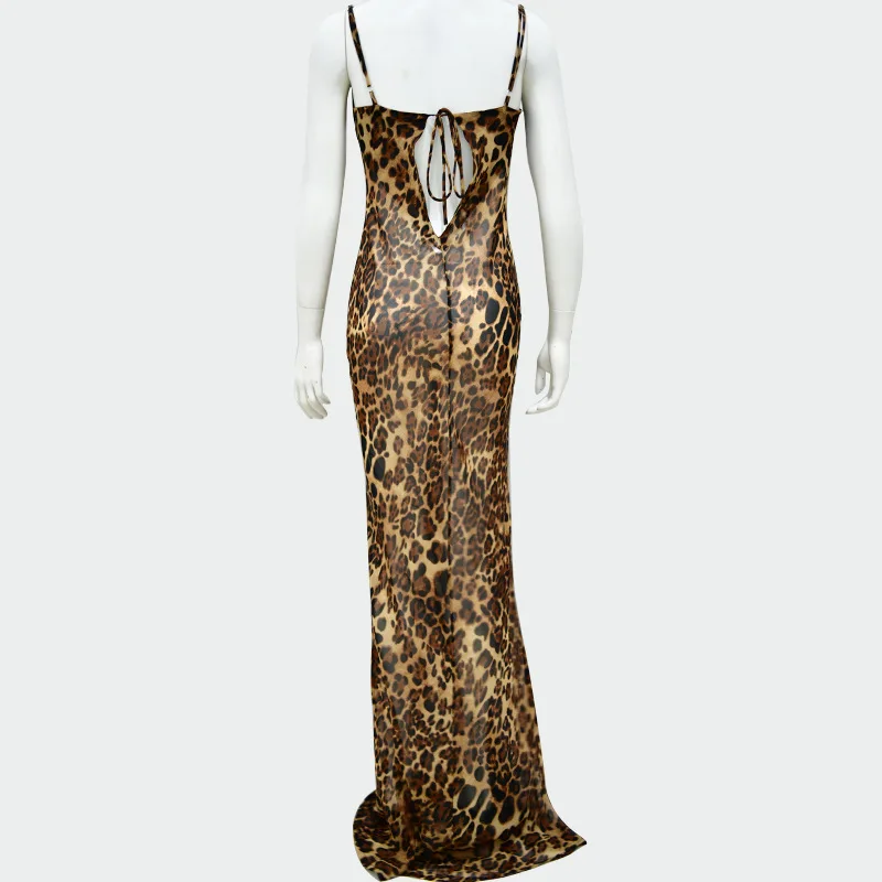 

2021 Fashion Sexy A Leopard-print Dress With a Spaghetti Back Strap Dresses