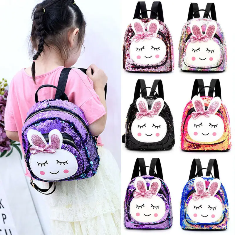 Блестящий рюкзак с блестками для девочек блестящий милый кролик блестящая