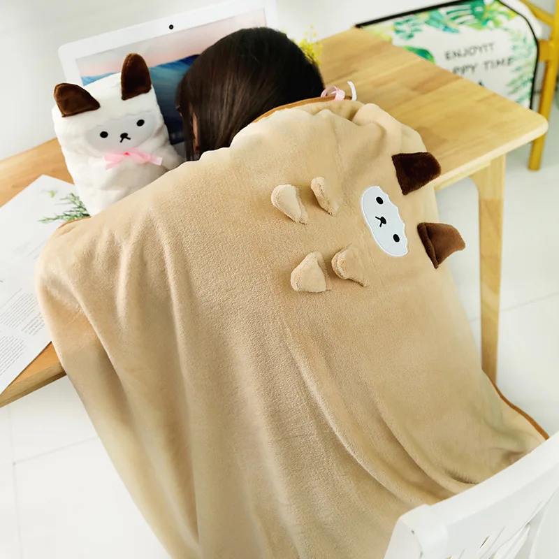 

Bedspread on The Bed Double-Sided Cartoon Animal Roll Blanket Bed Cover Warm Lunch Break Blanket Christmas Home Gifts