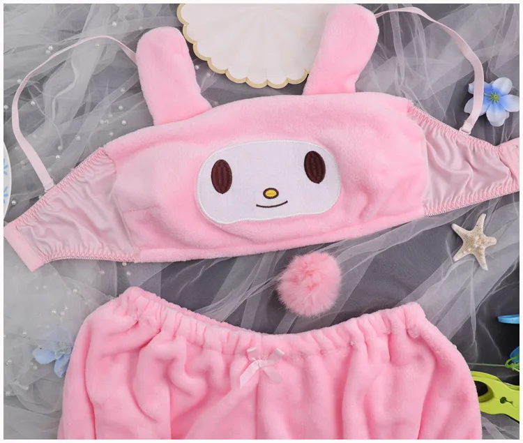 

Underwear Anime Cosplay Lingerie Winter Velvet Tube Top And Panties Kawaii Bunny Girls Pajamas For Women Sleepwear Loafers Sets