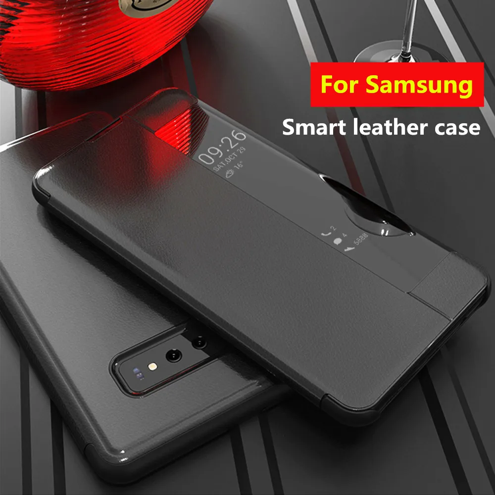 Кожаный чехол с окошком для Samsung Galaxy S8 S9 S10 Plus lite Note 10 9 8 J4 J6 A9 A7 откидные