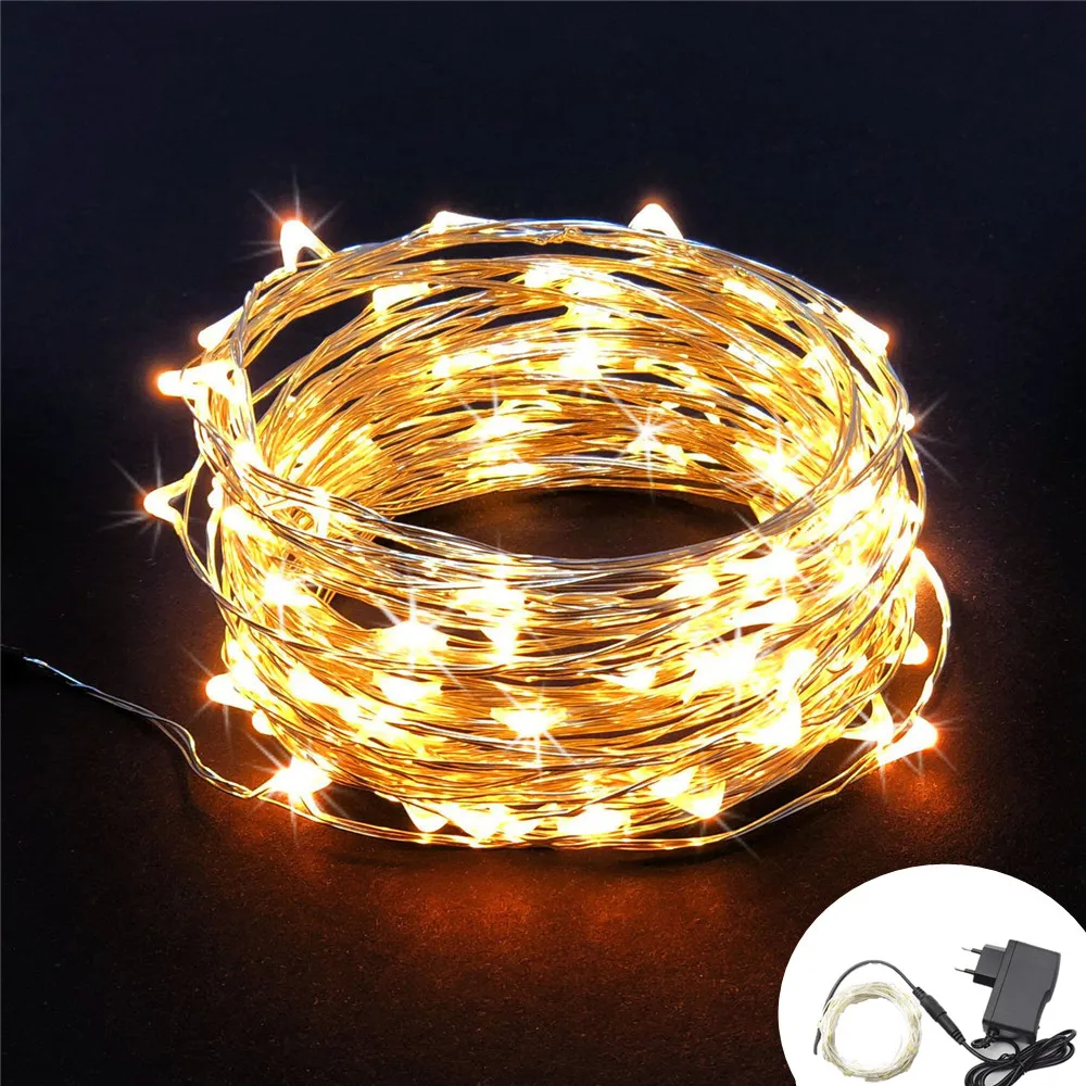 Светодиодная гирлянда с медным и серебряным проводом 5 м 10 12 В постоянного тока