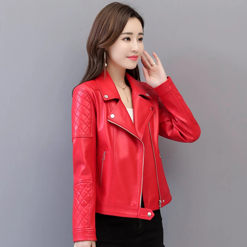 Куртка и пальто из искусственной кожи для женщин короткая тонкая Черная