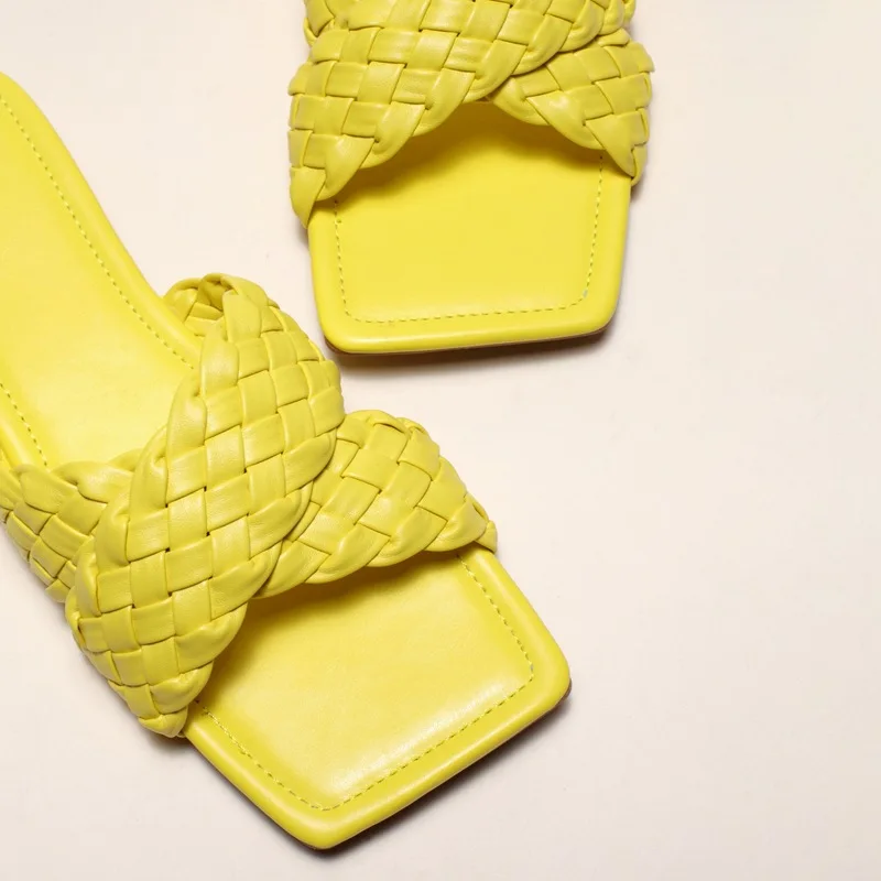 

2020 Women Summer Slides High Quality Weave Open Toe Flat Casual Slipper Leisure Sandal Female Beach Flip Flops