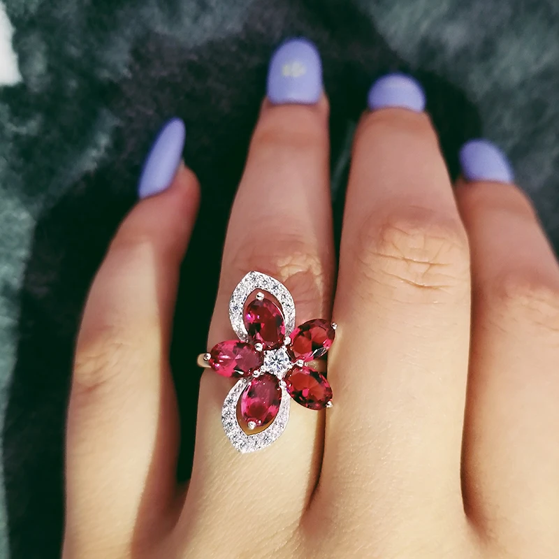 Оригинальный дизайн 925 серебро обручальное кольцо для женщин с цветочным принтом