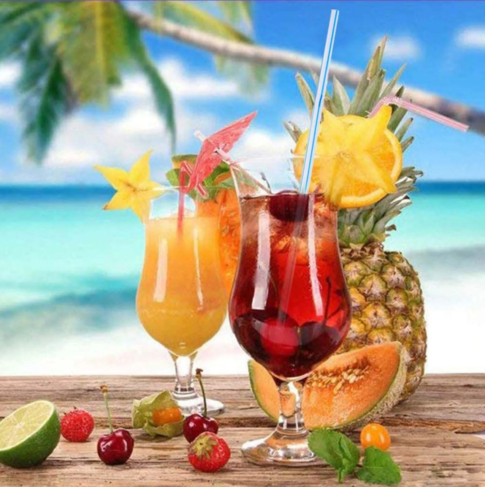 400pcs Plastic Disposable Straws For Parties/bar/beverage Shops/home Kicthen Tool | Дом и сад