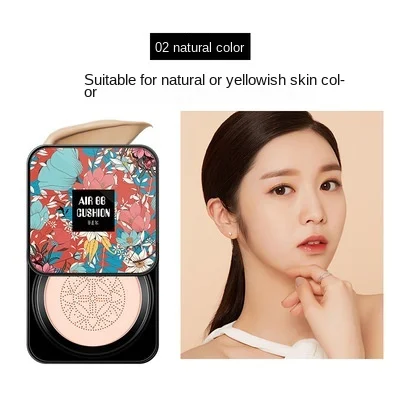 

BB Air Cushion Foundation Mushroom Head CC Cream Concealer Whitening Makeup Cosmetic Waterproof Brighten Face Base Tone