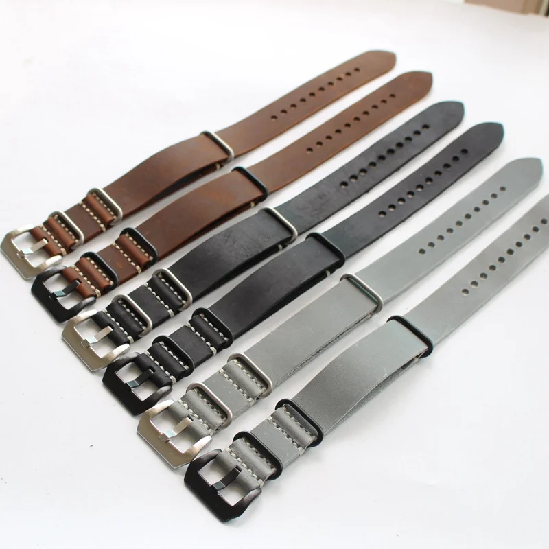 

20 22 24 26mm genuine leather nato strap for men watch