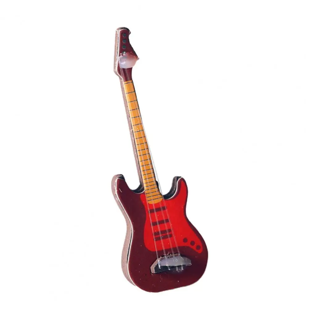 

Plastic Multifunctional Dollhouse Kids Miniature Guitar Decor Colorful Mini Dollhouse Guitar Lightweight for Home