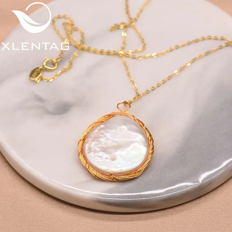 XlentAg естественный белый барокко Жемчуг подвеска ожерелье женское минимализм