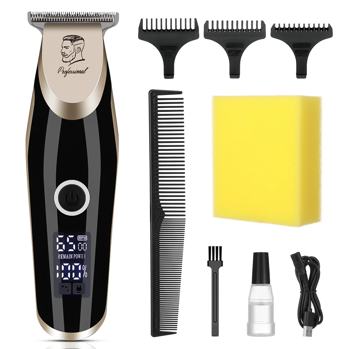 

Electric Cordless Hair Clipper Beard 3 Level LED Display Hair Trimmer Haircut Kit Low Noise Shaving Machine Perfect Gift For Men