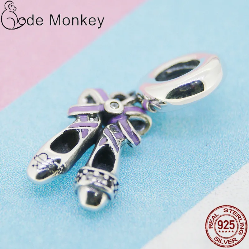 CodeMonkey 925 Sterling Silver Ballet Shoes Charm Beads Fit Original Design Bracelets For Women DIY Jewelry Making CMS1508 | Украшения и