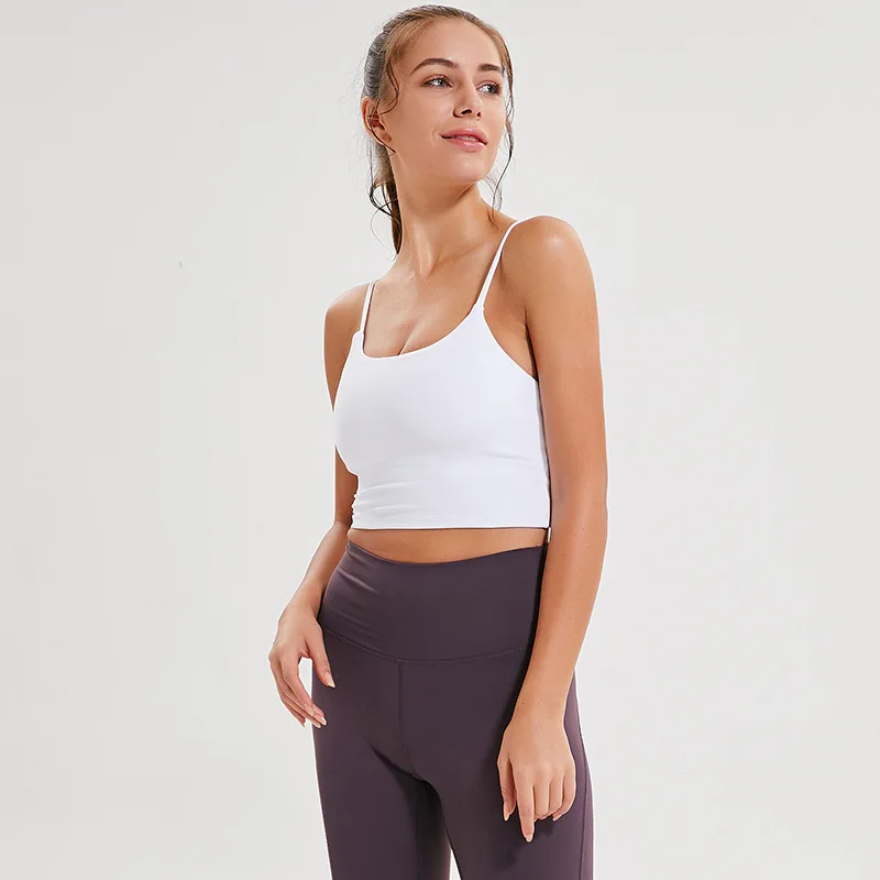 White Imlario Классическая майка для занятий йогой Bralet, мягкая, облегающая, Спортзал Бодибилдинг, укороченный топ, пуш-ап, нейлон, однотонные тренировочные утягивающие майки - Цвет: White