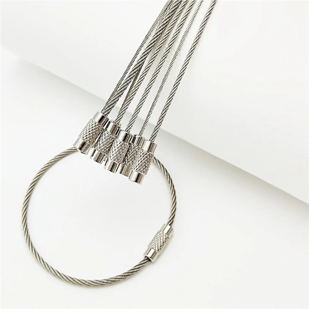 

5/10/15Pcs Outdoor Tools EDC Keychain Stainless Steel Carabiner Key Holder Wire Keyrings Cable Rope Screw Locking Key Chain