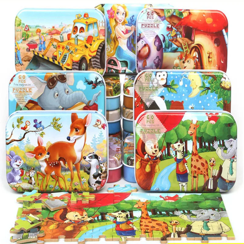 Children's benefit intelligence early education toys cartoon iron box wood jigsaw puzzle board kindergarten gift | Игрушки и хобби