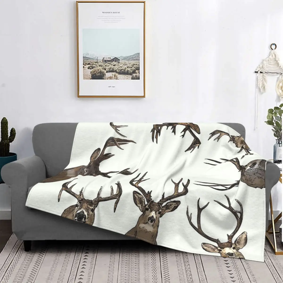 

Современная Manta с принтом venado grande, colcha de muselina a cuadros con capucha, textil de lujo para el доме, 135