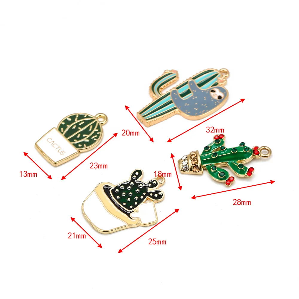 

MEIBEADS 10pcs Small Plant Pendant Jewelry Green Color Cactus for Earrings Necklace Accessories DIY Brooch Gift for Kids BD455