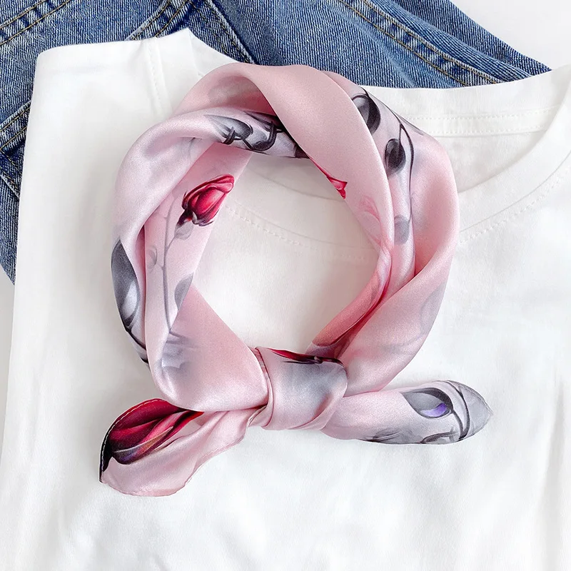 

Женский платок с цветочным принтом, квадратный шарф из 100% натурального шелка, платок, новая шаль, хиджаб, Женская повязка на голову, модный п...