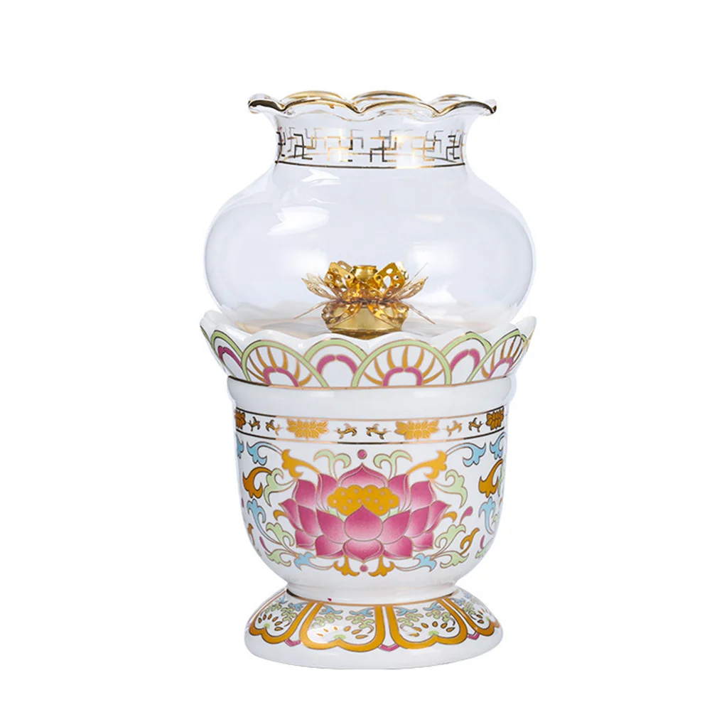 

1 шт. декоративный подсвечник для масляной лампы, керамический подсвечник ручной работы (случайный узор)