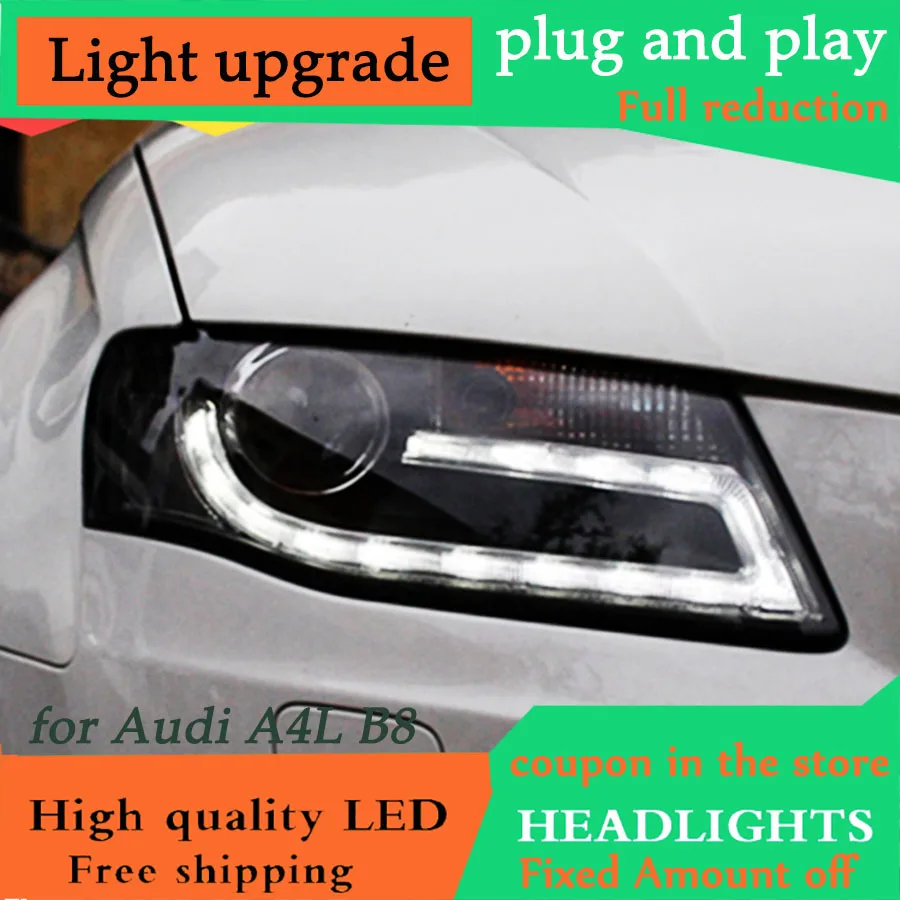 DY_L автомобильный Стайлинг для Audi A4 B8 фары 2009 2010 2011 2012 Светодиодный фонарь A4L светодиодный DRL Биксеноновые линзы Высокий Низкий Луч парковки
