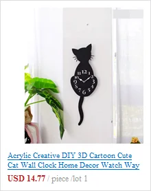 Акриловые креативные DIY 3D мультфильм милый Кот настенные часы домашний декор часы путь хвост движение тишина m17 30