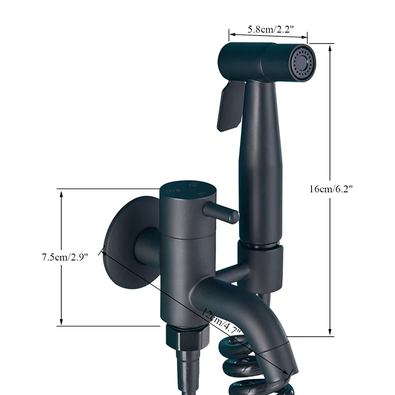 

Matte Black Bathroom Bidet Faucet Wall Mounted Lavatory Mop Washer Tap Swivel Tub Spout Toilet Bidet Hot Cold Water Mixer Faucet