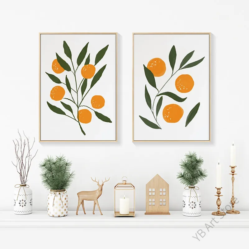 Абстрактная Картина на холсте Лимон Апельсин акварель Цитрусовые фрукты постер