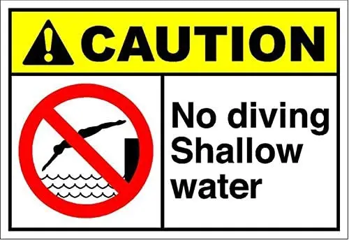 

No Diving Shallow Water Caution Metal Road Sign,Vintage Metal Tin Sign Decor Home Bar Poster Plaque 8X12 inches