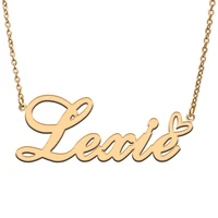 love heart lexie name necklace for women stainless steel gold silver nameplate pendant femme mother child girls gift