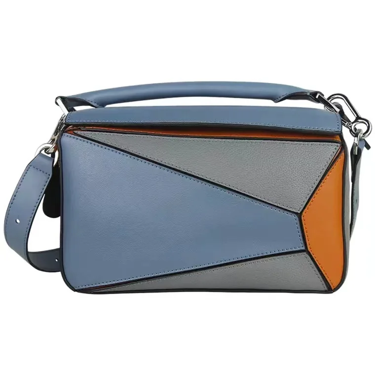 

2021 new splicing geometry bag Puzzle leather handbag fashion slung shoulder bag direct sales