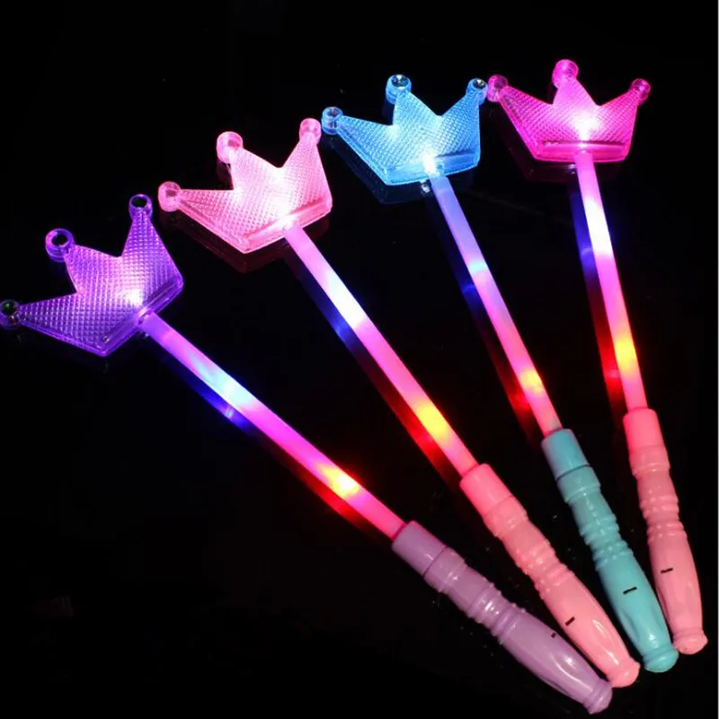 

2022 New Crown LED Flashing Sticks Kids Girls Princess Light Up Fairy Wand Sticks Birthday Gift Toy Rave Glow Party Supplies