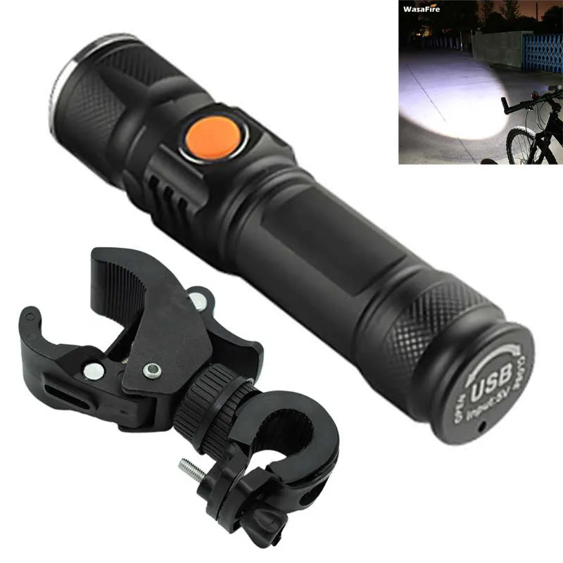 Светодиодный фонарик высокой мощности зарядка через USB велосипедный фонарь со