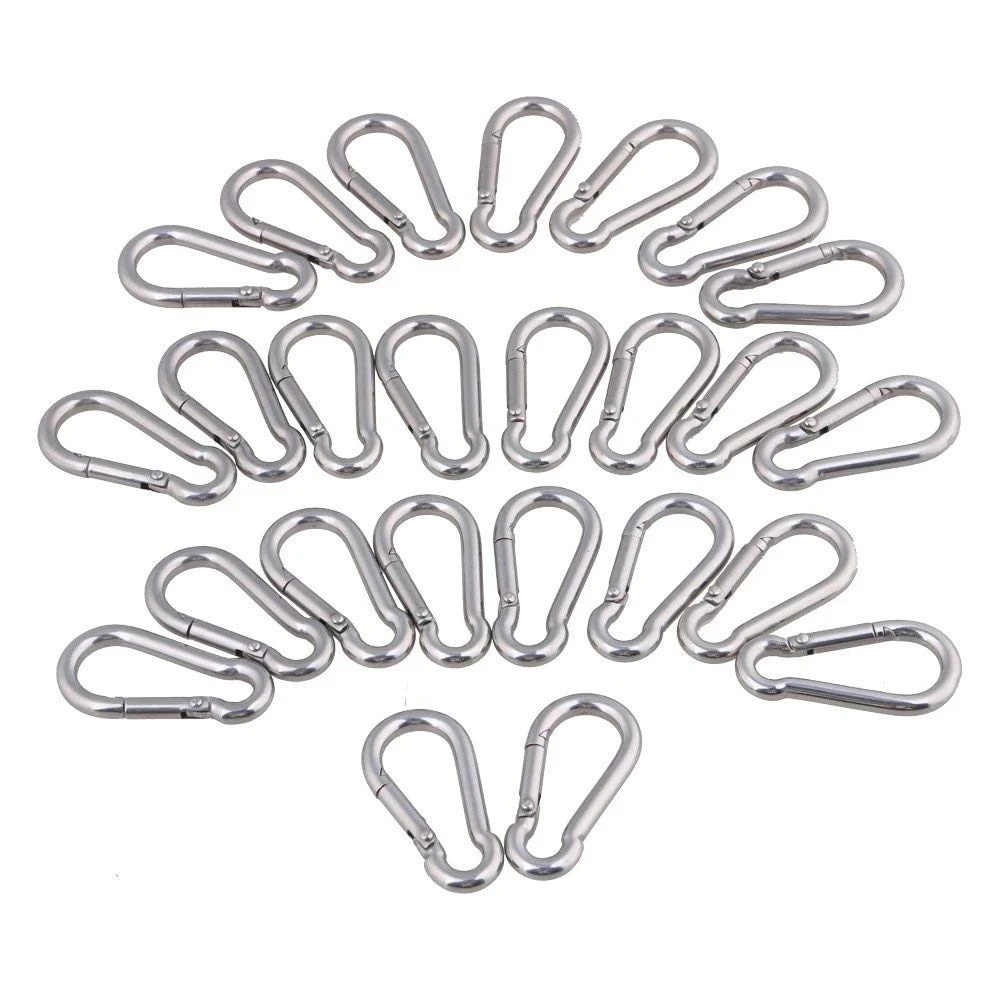 

25pcs 10pcs 5pcs 304 Stainless Steel M4 M5 M6 Multifunctional Spring Snap Carabiner Quick Link Lock Ring Hook