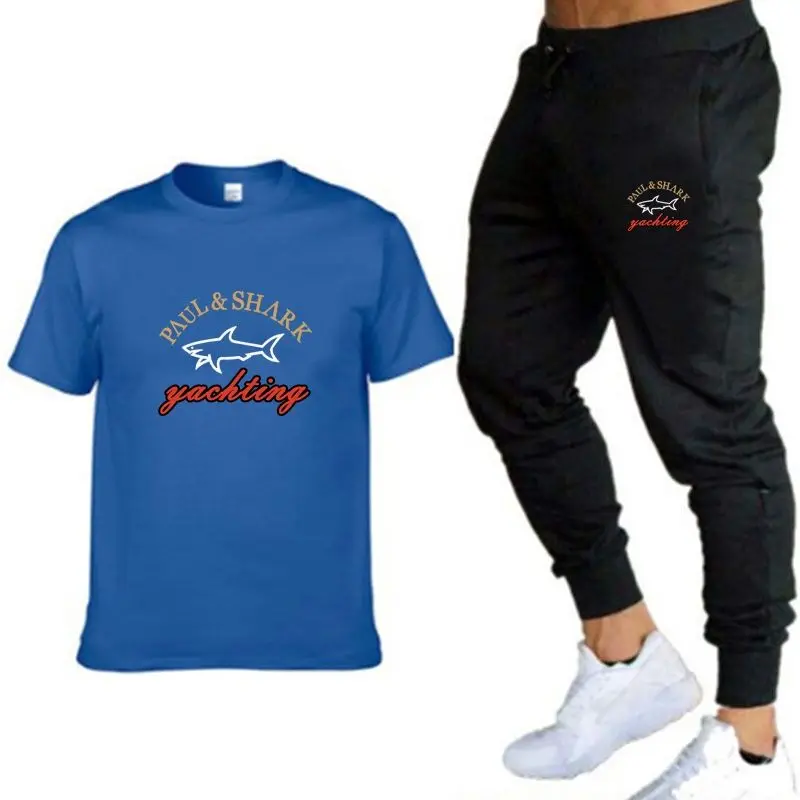 

2021 new brand printed men's T-shirt 2-piece sportswear men's short sleeve + pants Pullover sportswear set casual men's wear