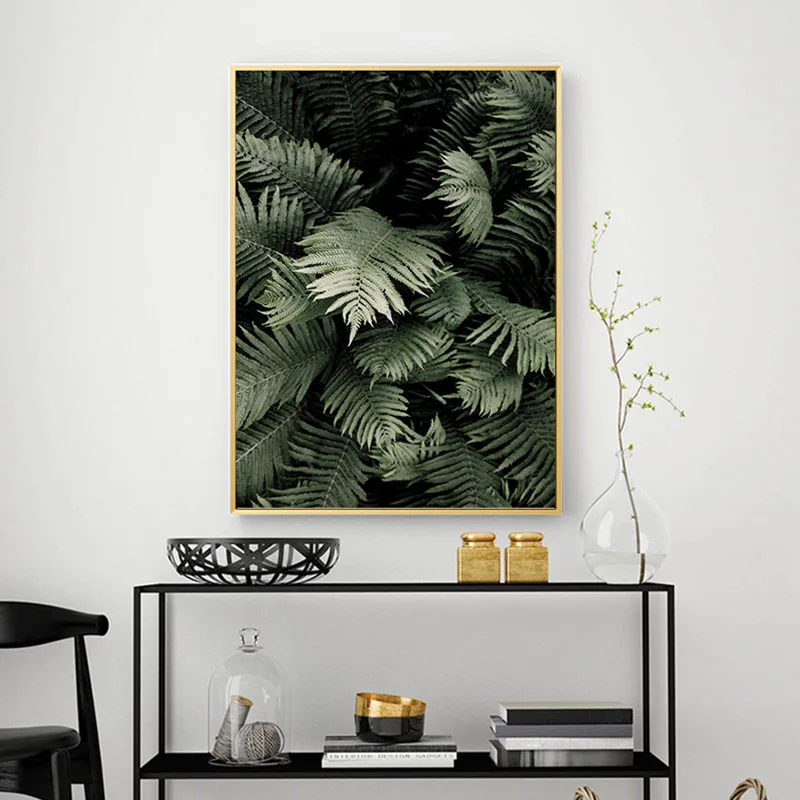 Зеленое растение лист Холст плакат с надписью скандинавский Стиль декоративная