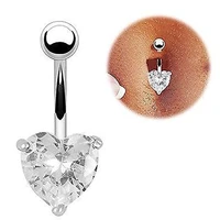 hot sale star love heart crystal stainless steel belly button fashion surgical steel dangle belly navel piercing