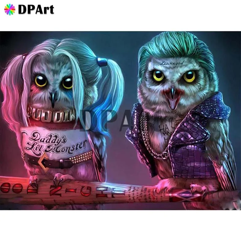 Алмазная картина 5D полностью квадратная/круглая дрель мультяшная Сова Милая