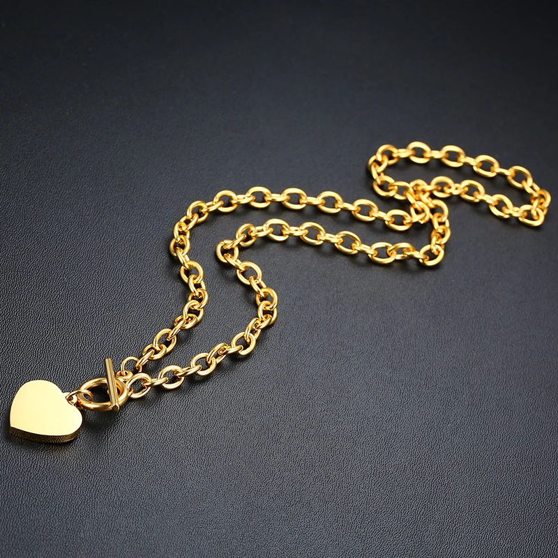 Blank Necklace 22G Vnox, настраиваемое изображение, фото, имя, браслеты для женщин и мужчин, нержавеющая сталь, звено цепи с сердцем, монета, шарм, BFF, семейный подарок - Окраска металла: Blank Necklace 22G