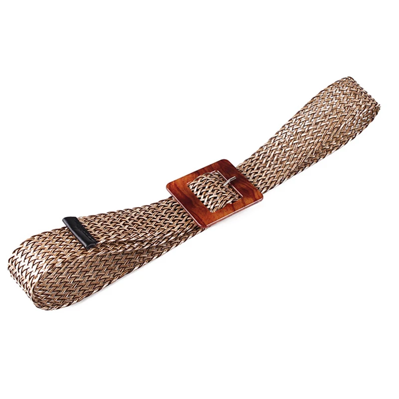 BerryGo богемский широкий женский ремень с квадратной пряжкой Леопардовый плетеный