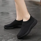 Кроссовки-носки женские, эластичные, без шнуровки, мягкая прогулочная обувь, Вулканизированная подошва, сетчатые, вязаные, на весну, большие размеры 35-43