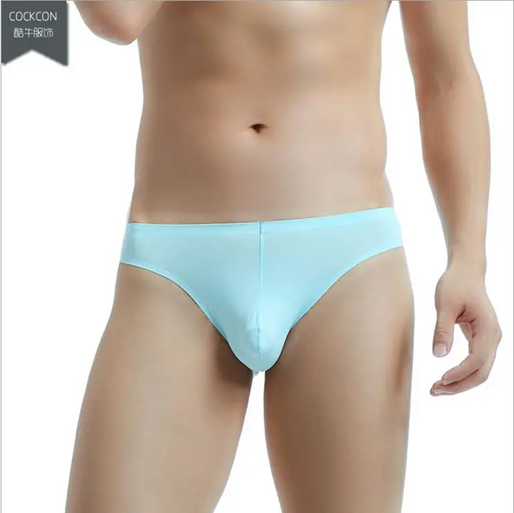 Мужские трусы брифы с поясом черные тонкие дышащие Бесшовные для геев новинка