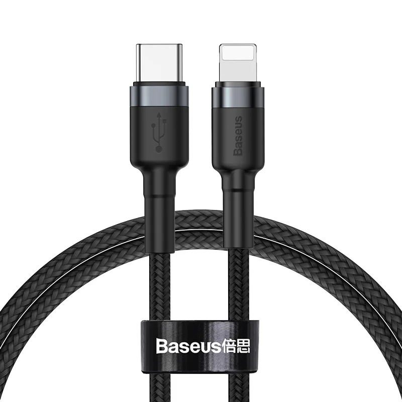 Baseus 18 Вт PD Быстрая зарядка USB кабель type-C для освещения для iPhone samsung S9 S8 Xiaomi 5 В/2,4 A быстрое зарядное устройство USB C кабель - Цвет: Grey Black