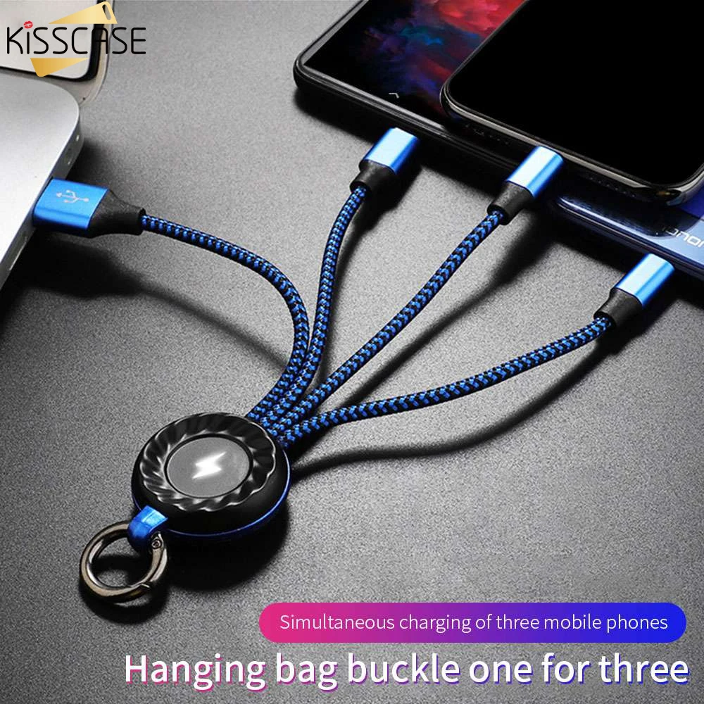 KISSCASE 3 в 1 USB кабель для мобильного телефона Micro usb type C зарядного устройства iPhone