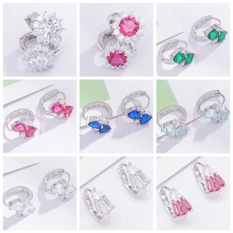 Серьги-кольца круглой формы в форме капли сердца с кубическим цирконием женские